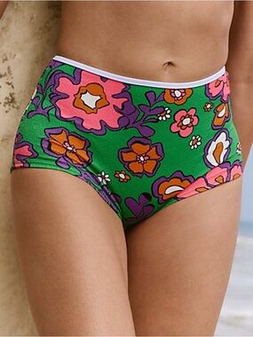 Seea x Free People Flor High-Waisted Bikini Bottoms in Seaflora | MEDIUM NWT